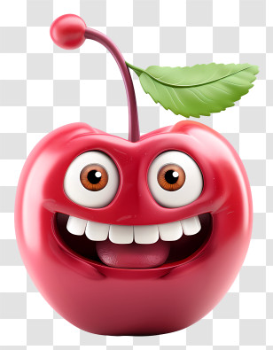 3d Cartoon Fruit - Cherry Cartoon With A Happy Face Transparent PNG