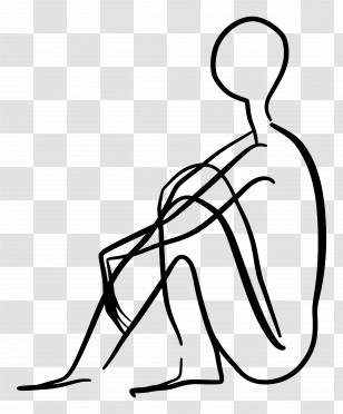 Stick Figure Sitting - Abstract Sitting Figure Line Art Transparent PNG