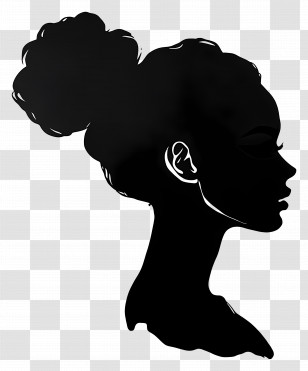 Female Silhouette - Elegant Woman Silhouette With Bun Hairstyle Transparent PNG