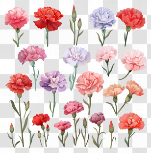 Carnations - Colorful Carnation Flowers Arrangement Transparent PNG