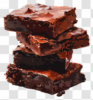 Brownies - Delicious Stack Of Gooey Chocolate Brownies Transparent PNG