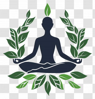 Yoga Symbol - Meditative Yoga Pose Surrounded By Leaves Transparent PNG