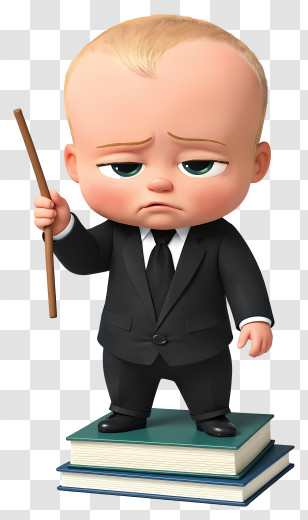 Boss Baby - Serious Baby Boss Standing On Books Transparent PNG
