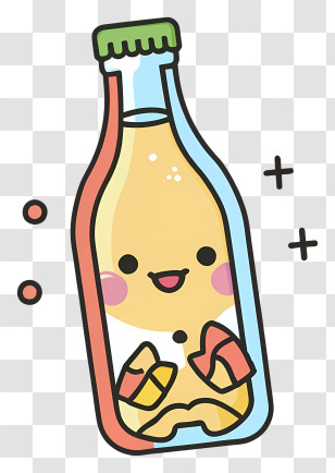 Orange Juice - Cute Bottle With Drink Illustration Transparent PNG