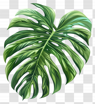 Monstera Leaf - Monstera Leaf Illustration In Green Shades Transparent PNG