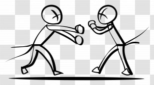 Stick Figure Fighting - Stick Figures Fighting Transparent PNG