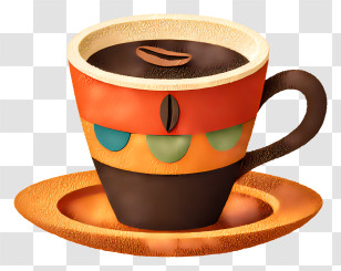 Yemeni Coffee - Colorful Coffee Cup With Saucer Transparent PNG