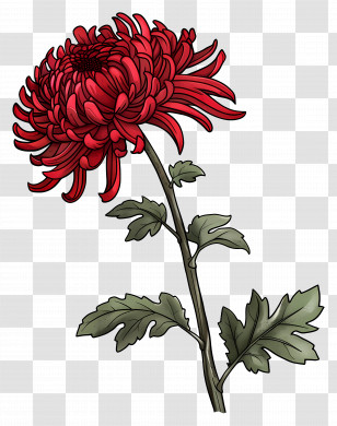 Red Chrysanthemum - Red Chrysanthemum Flower With Detailed Petals Transparent PNG