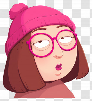 Meg Griffin - Cartoon Woman With Pink Hat And Glasses Transparent PNG