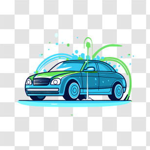 Car Wash - Blue Car Being Washed With Water Spray Illustration Transparent PNG