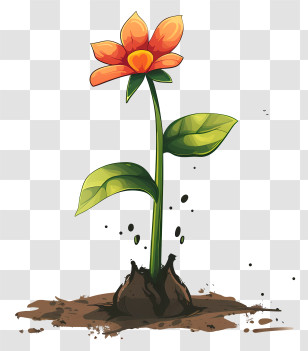 Plant A Flower Day - Blooming Flower In Soil Transparent PNG