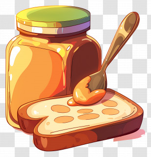 Peanut Butter - Jar Of Peanut Butter With Bread And Spoon Transparent PNG