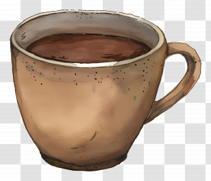 Coffee Cup - Brown Ceramic Cup With Beverage Transparent PNG