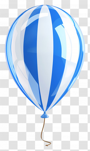 Single Balloon - Blue Striped Balloon Illustration Transparent PNG