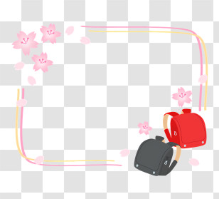 School Bag Frame - School Bags With Cherry Blossoms Transparent PNG
