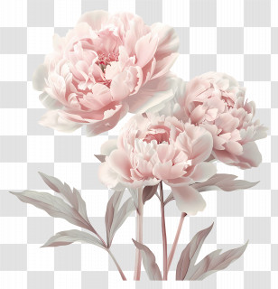 Light Pink Peonies - Lovely Pink Peonies Watercolor Art Transparent PNG