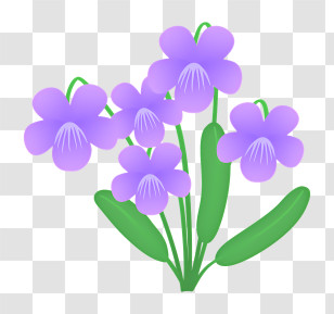 Spring - Purple Flowers With Green Stems Illustration Transparent PNG