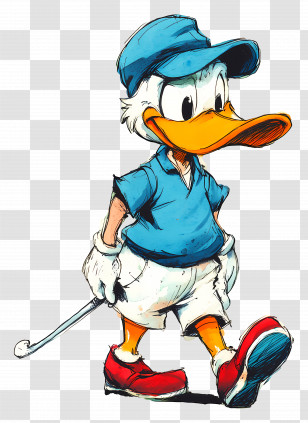 Donald Duck - Cartoon Duck Character In Golf Attire Transparent PNG