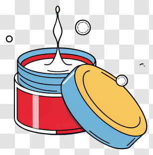 Sunscreen Lotion - Open Cream Jar With Splashing Design Transparent PNG