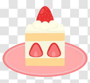 Food - Strawberry Shortcake Slice On Pink Plate Transparent PNG