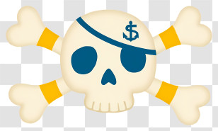 Pirate Skull And Crossbones - Cartoon Pirate Skull With Anchor Eyepatch Transparent PNG