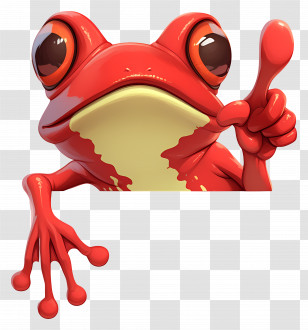 Clown Tree Frog - Red Frog Cartoon Illustration Transparent PNG