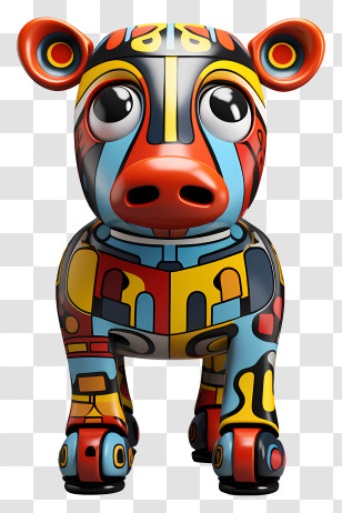Cow Toy - Colorful Artistic Cow Design Sculpture Transparent PNG