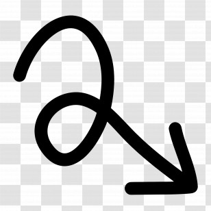 Doodle Arrow - Curved Black Arrow Pointing Downward Transparent PNG