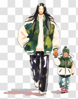 Woman Walking With Son - Woman And Child Walking Transparent PNG
