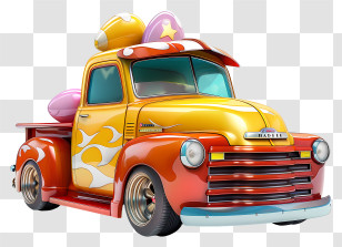 Easter Truck - Colorful Customized Pickup Truck Transparent PNG