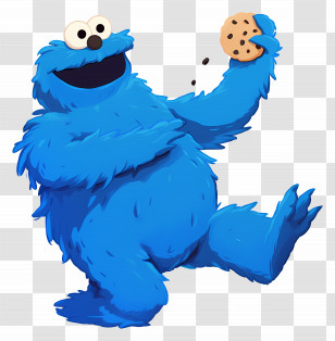 Cookie Monster - Blue Creature Enjoying A Cookie Transparent PNG