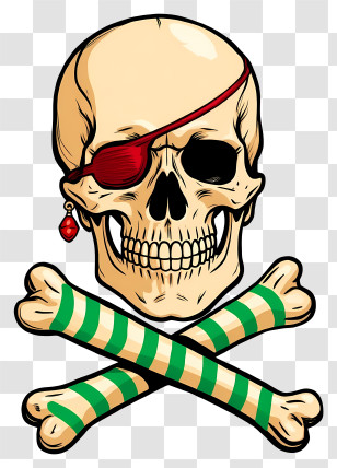 Pirate Skull And Crossbones - Pirate Skull With Red Eyepatch And Crossbones Transparent PNG