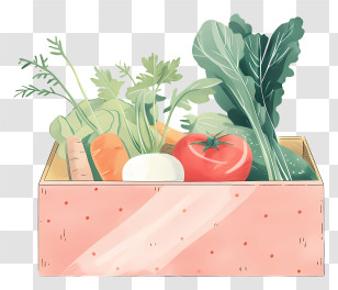 Vegetable Box - Fresh Vegetables In A Decorative Box Transparent PNG