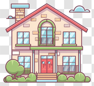 Cartoon House - Cute Cartoon Style House Illustration Transparent PNG