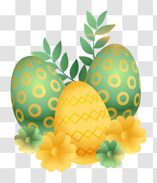 Yellow And Green Egg - Green And Yellow Decorated Easter Eggs Transparent PNG