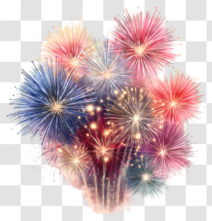 Fireworks - Colorful Fireworks Display For New Year Celebration Transparent PNG
