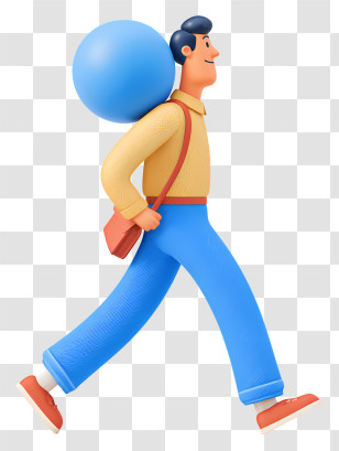 Man Carrying Ball - Man Carrying A Blue Ball Transparent PNG