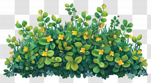 Flower Bush - Green Foliage With Yellow Flowers Transparent PNG