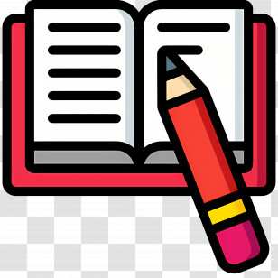 Open Book - Book And Pencil In Flat Cartoon Style Transparent PNG