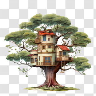 Tree House - Charming Treehouse In Nature Transparent PNG
