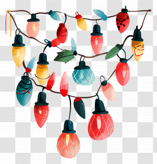 Christmas Lights - Colorful Hanging String Lights For Decorative Festive Ambience Transparent PNG