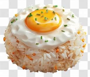 Fried Rice - Fried Egg Served On Steamed Rice Transparent PNG