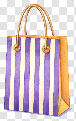 Purple Shopping Bag - Striped Purple And Cream Shopping Bag Transparent PNG