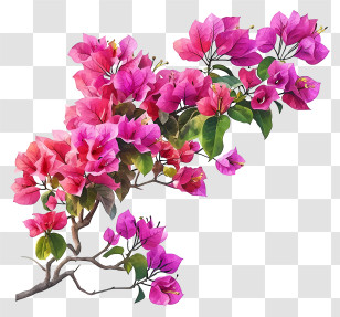 Vector Draw Design - Pink Bougainvillea Flowers Branch Illustration Transparent PNG