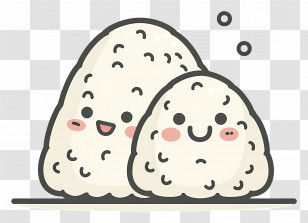 Umeboshi Onigiri - Kawaii Smiling Rice Balls Illustration Transparent PNG