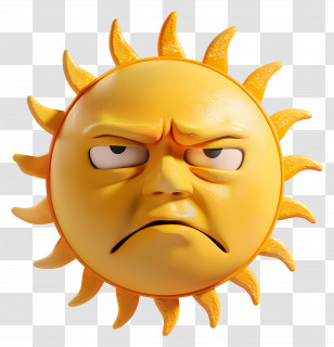 Sun Face - Angry Cartoon Sun Face Illustration Transparent PNG