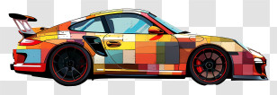 Porsche Silhouette - Colorful Sports Car Transparent PNG