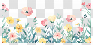 Pastel Flower - Soft Wildflowers In Pastel Bloom Transparent PNG