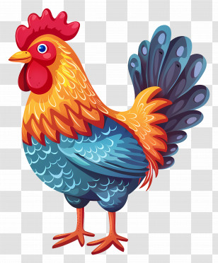 Chicken - Colorful Cartoon Rooster Illustration Transparent PNG