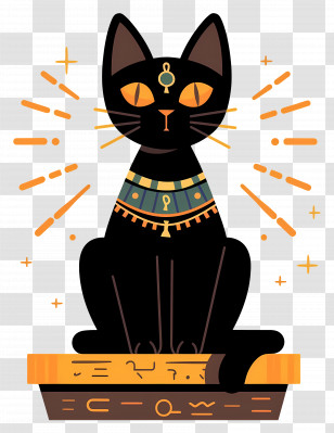 Egyptian Cat - Egyptian-Style Black Cat With Gold Accents Transparent PNG